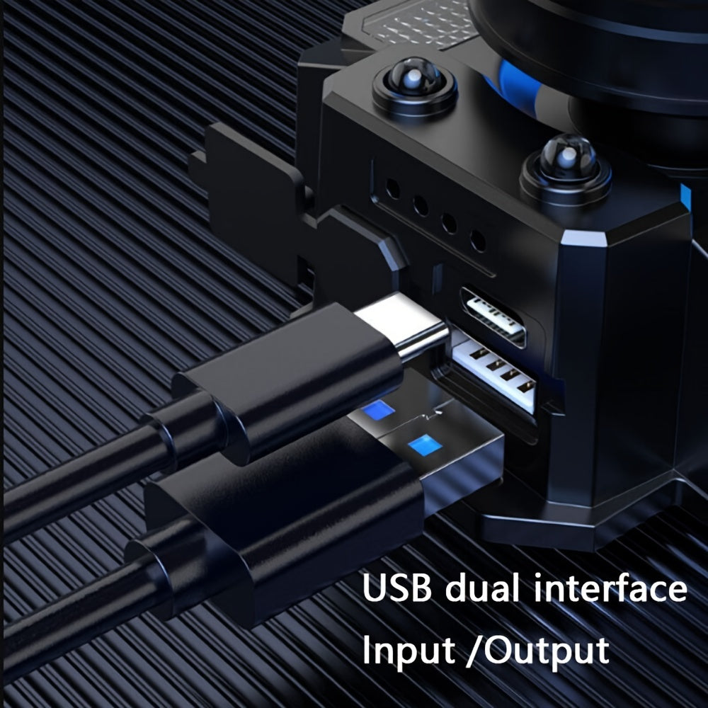 Staaricc HXP50+COB LED Headlight,, Rechargeable Lithium Battery, 1500mAh, Head-Mounted Flashlight for Outdoor Camping, Fishing, Rock Climbing, with Multiple Components