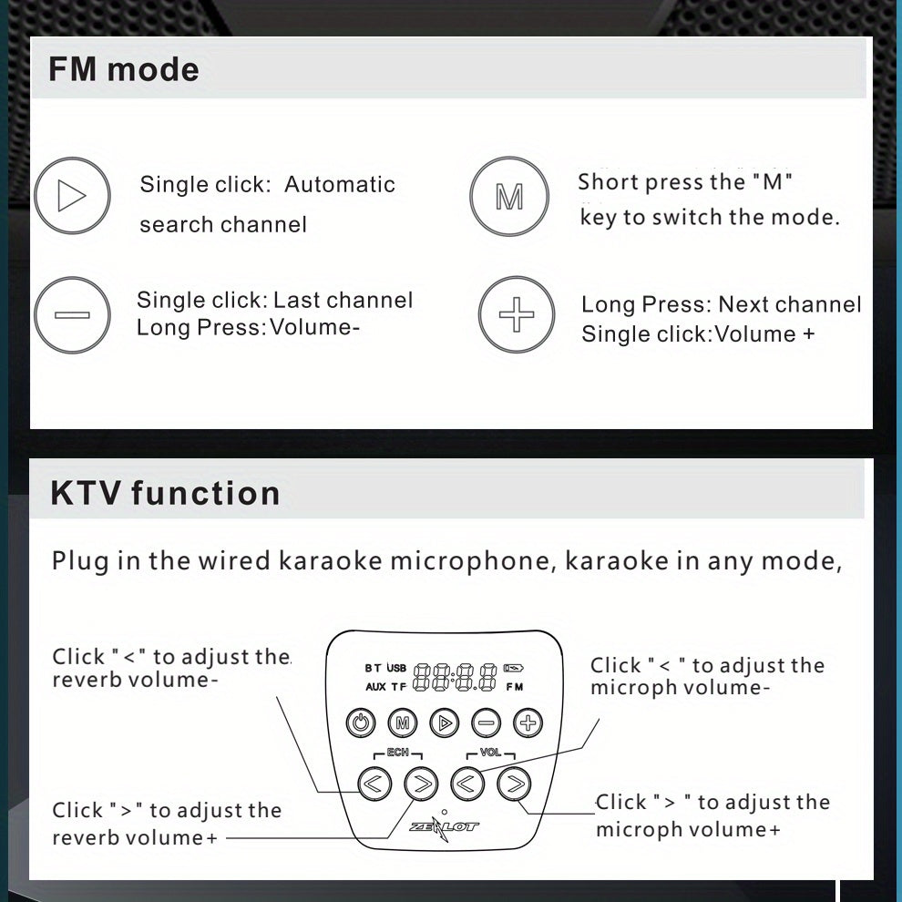 Zealot P1 60W Wireless Portable Singing Speaker - High-Power Dual Speaker with Karaoke Mic, Subwoofer, 3D Surround Sound, Surging Bass, FM TF USB Compatibility - Perfect for Home, Car, Outdoor, Camping, and Gift Ideas for Tha