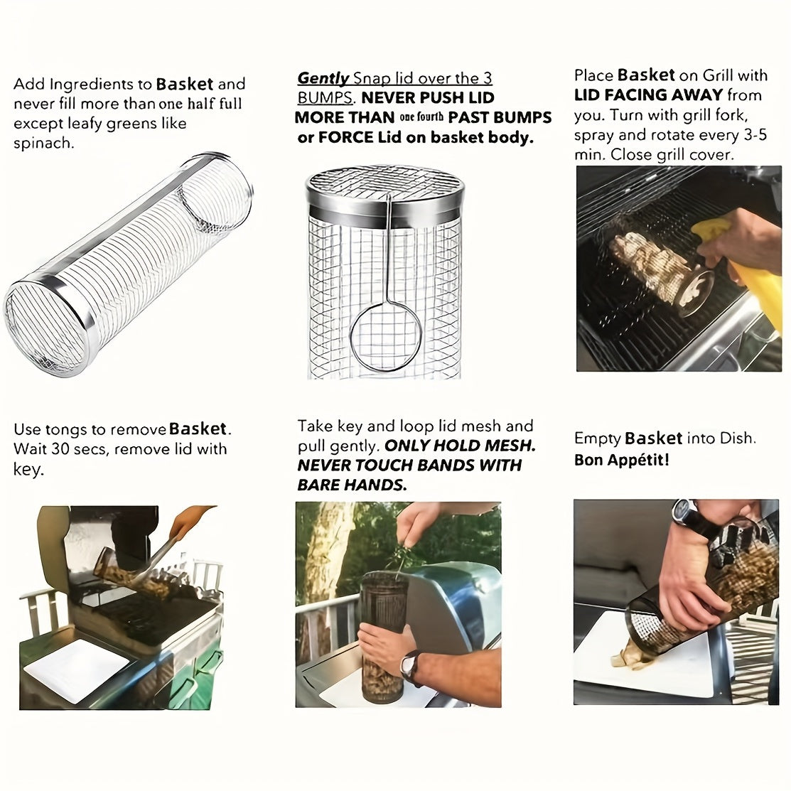 1pc Durable Stainless Steel BBQ Grill Basket - Multipurpose Outdoor Cooking Net for Camping, Picnic, BBQ Grill Rack with Handle