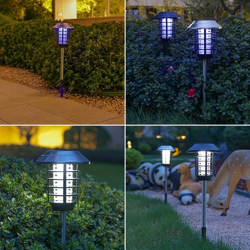 Solar-Powered Bug Zapper Lights, Waterproof Outdoor Mosquito Killer Lighting With UV Light And Landscape LED Lamp 2 In 1 For Garden Patio Backyard Camping