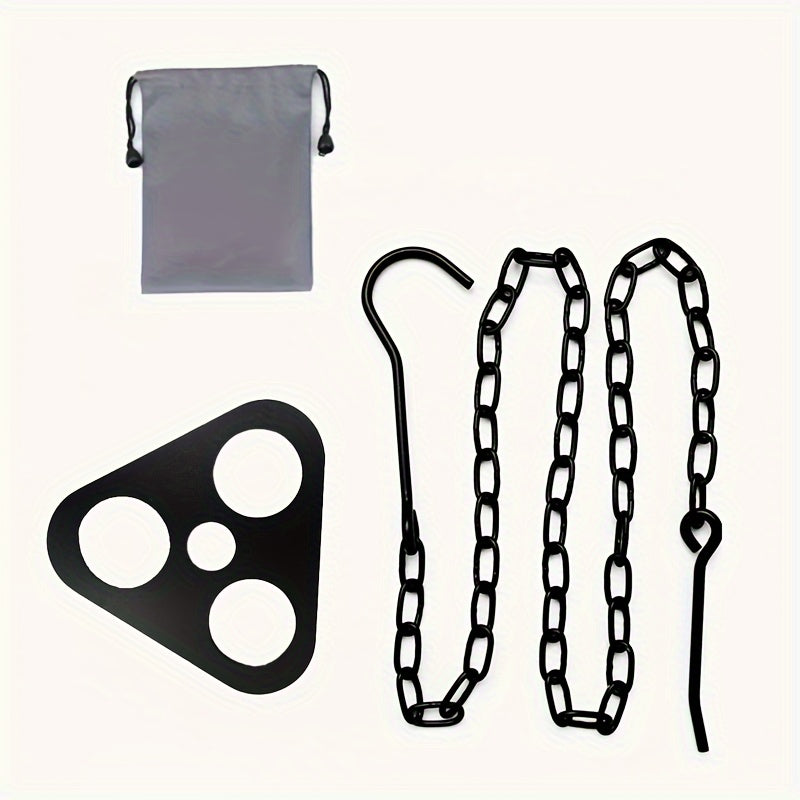 1set, Portable Foldable Outdoor Hanging Pot Rack, Campfire Rack, Tripod Stand Hanger Camping Supplies Campfire Stainless Steel Tripod Rack