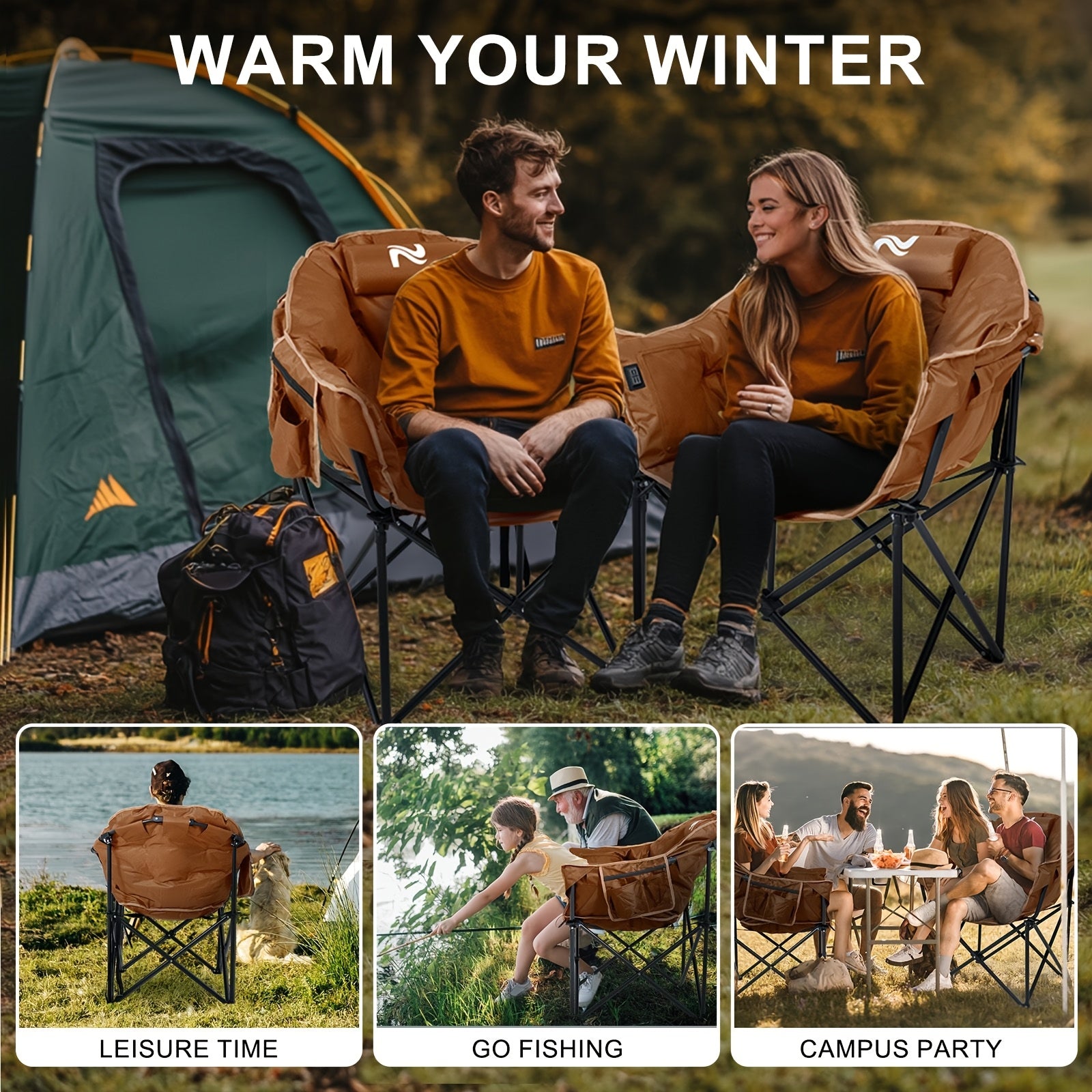 Oversized Heated Folding Chair with Pillow