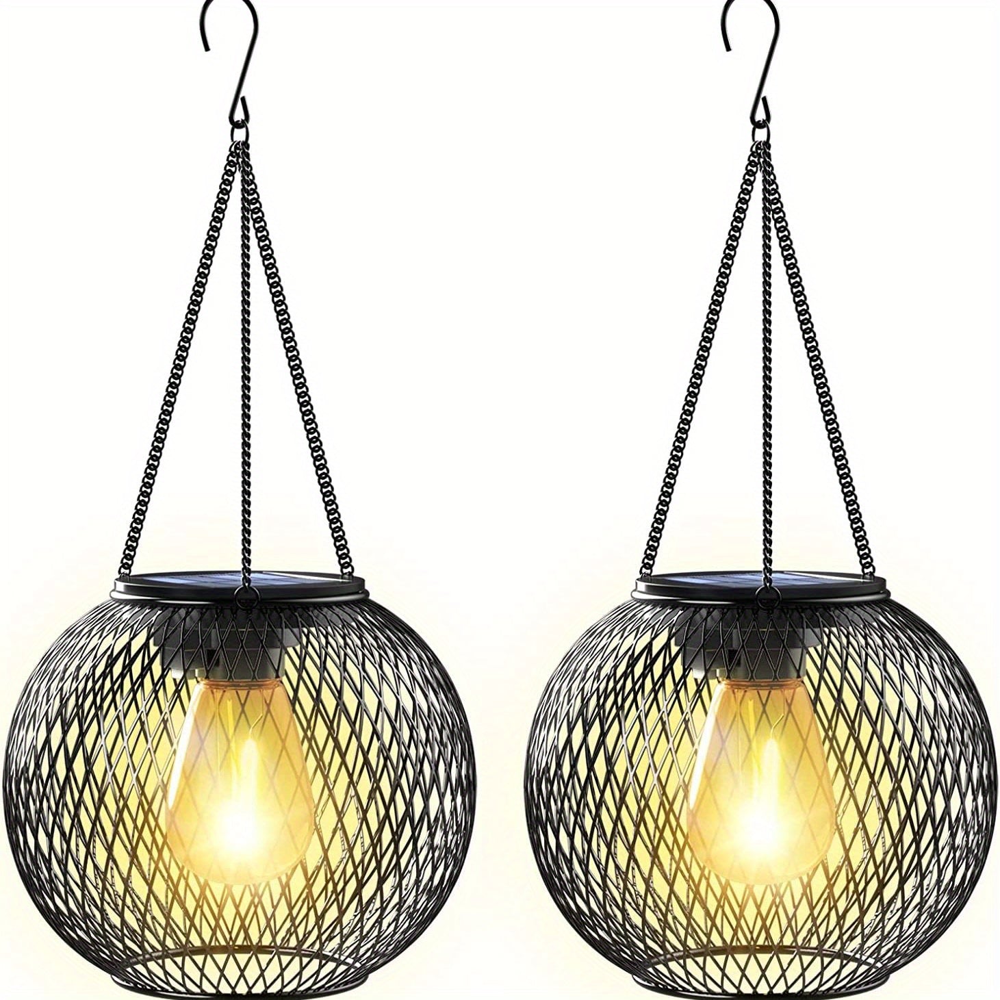 2pcs Upgrade Outdoor Solar Hanging Lights, Outdoor Garden Metal Hanging Lights, Decorative Lighting Solar Waterproof Tree Lights, For Garden Yard Yard Patio Yard Pathway