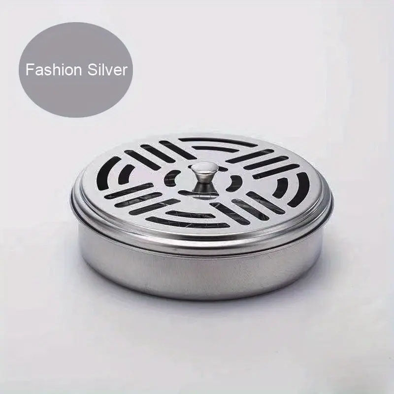 1pc Portable Mosquito Coil Holder, Round Incense Box For Home And Camping - The Color Of Holder Is Random