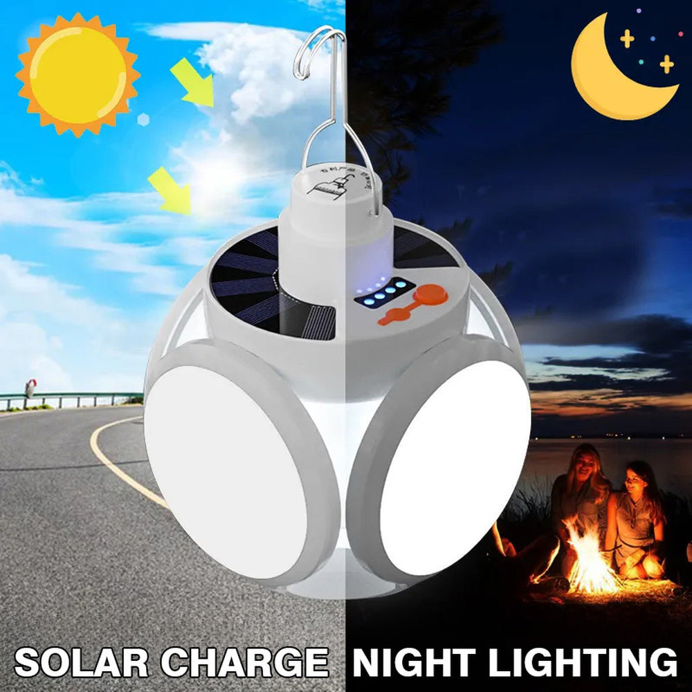 1PC Solar Portable LED Light, Folding Waterproof Garden Emergency Search Light, Outdoor Camping Torch