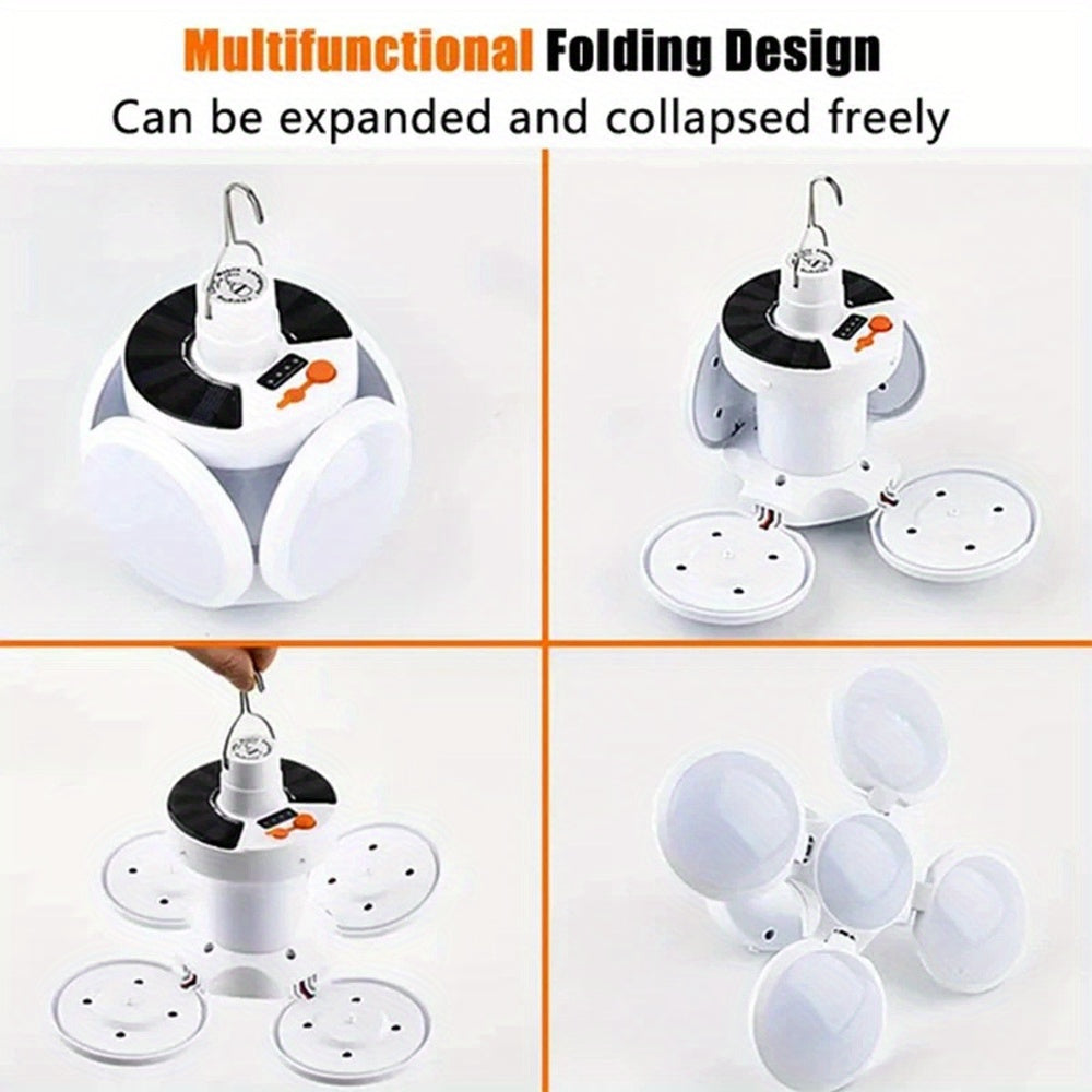 1PC Solar Portable LED Light, Folding Waterproof Garden Emergency Search Light, Outdoor Camping Torch