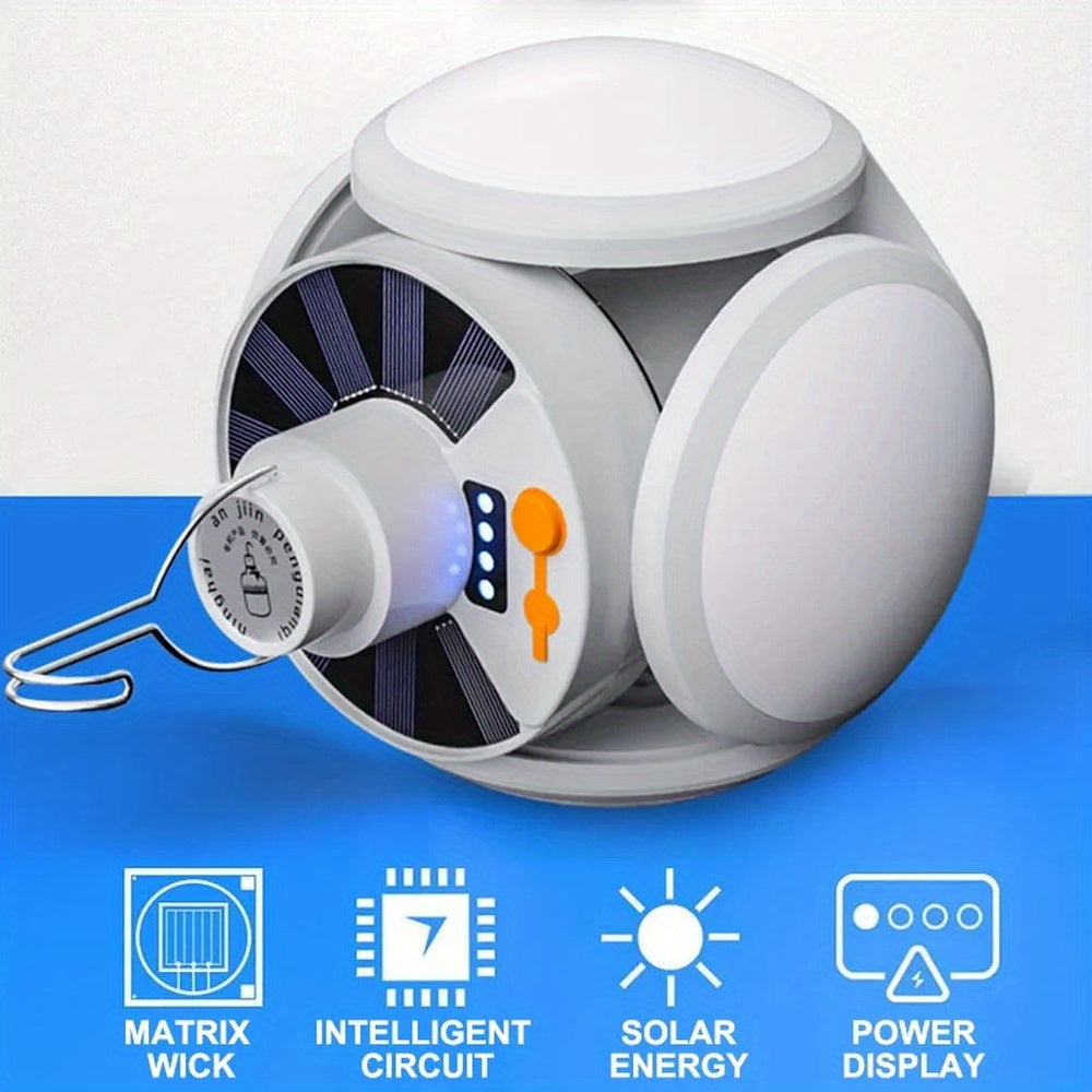 1PC Solar Portable LED Light, Folding Waterproof Garden Emergency Search Light, Outdoor Camping Torch