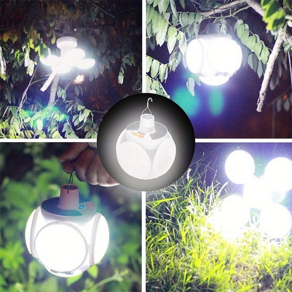 1PC Solar Portable LED Light, Folding Waterproof Garden Emergency Search Light, Outdoor Camping Torch