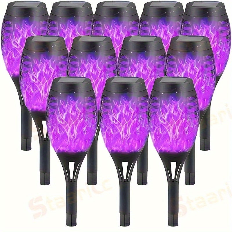 16/8/2/1pcs Solar Outdoor Lights, 12LED Solar Torch Lights, Solar Lamp Outdoor Flashing Flame Lamp, For Garden Decor Lighting, Mini Landscape Flame Lights For Yard Pathway Patio Pool Lawns Halloween Christmas Decoration