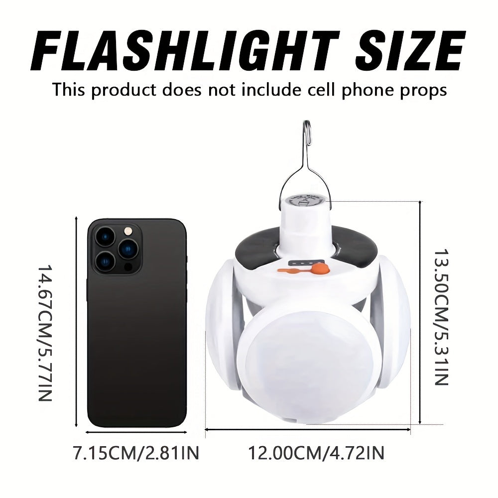 1PC Solar Portable LED Light, Folding Waterproof Garden Emergency Search Light, Outdoor Camping Torch