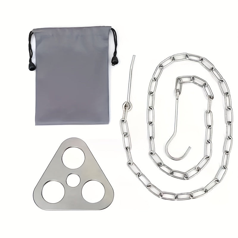 1set, Portable Foldable Outdoor Hanging Pot Rack, Campfire Rack, Tripod Stand Hanger Camping Supplies Campfire Stainless Steel Tripod Rack