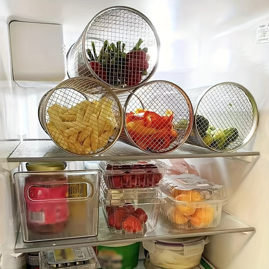 1pc Durable Stainless Steel BBQ Grill Basket - Multipurpose Outdoor Cooking Net for Camping, Picnic, BBQ Grill Rack with Handle