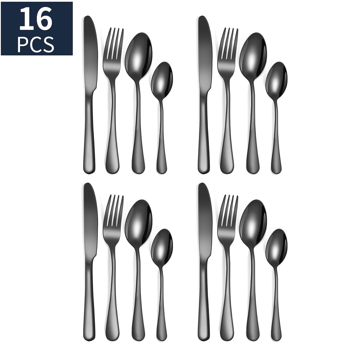 16pcs/24pcs tableware stainless steel knife, fork and spoon set Bull polishing dishwasher safe and easy to clean family dinner party birthday wedding festival camping party