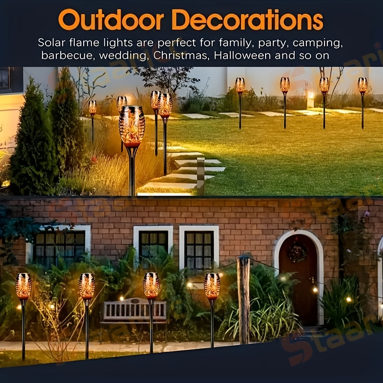 16/8/2/1pcs Solar Outdoor Lights, 12LED Solar Torch Lights, Solar Lamp Outdoor Flashing Flame Lamp, For Garden Decor Lighting, Mini Landscape Flame Lights For Yard Pathway Patio Pool Lawns Halloween Christmas Decoration