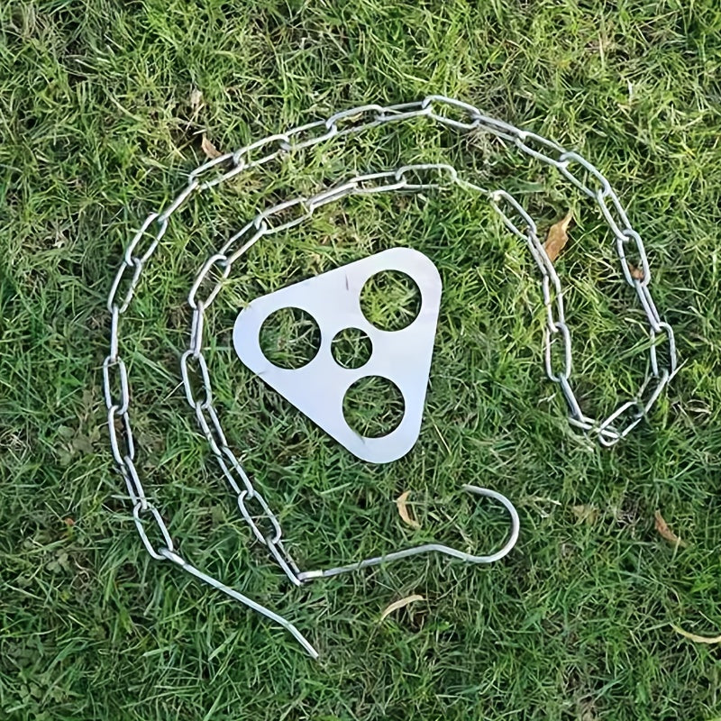 1set, Portable Foldable Outdoor Hanging Pot Rack, Campfire Rack, Tripod Stand Hanger Camping Supplies Campfire Stainless Steel Tripod Rack