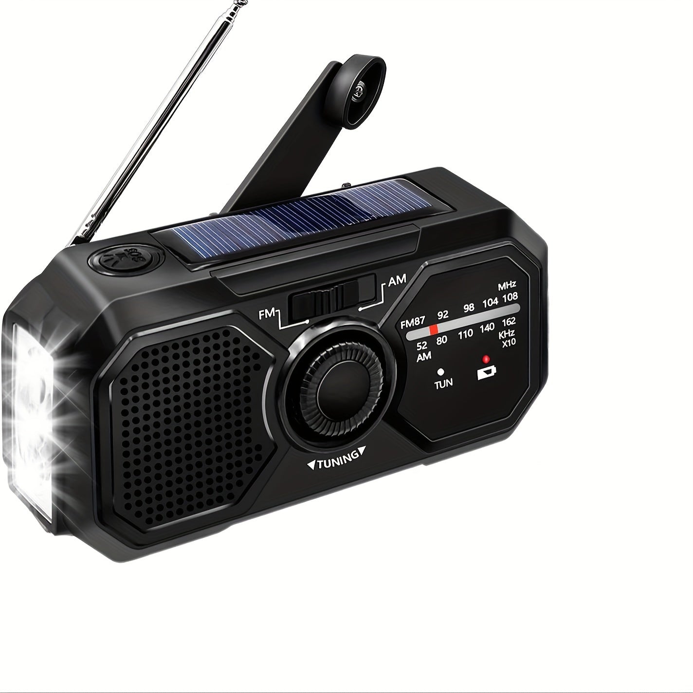 Outdoor Emergency AM/FM Radio Hand-Cranked Radio with Flashlight/Emergency Charging/Solar Charging Emergency Crank Weather Radio