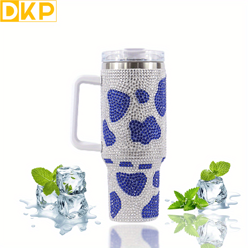 Insulated Cow Print Tumbler with Handle and Straw Lid - 40oz Capacity, 304 Stainless Steel, Heat Preservation - Perfect for Outdoor Sports, Travel, and Camping - Great Birthday or Christmas Gift for Men and Women