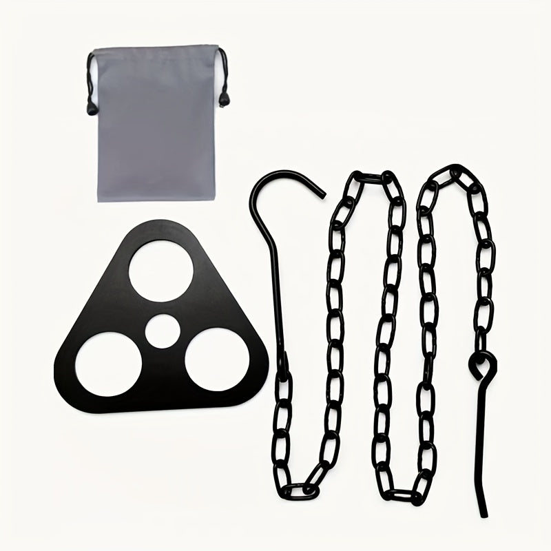 1set, Portable Foldable Outdoor Hanging Pot Rack, Campfire Rack, Tripod Stand Hanger Camping Supplies Campfire Stainless Steel Tripod Rack