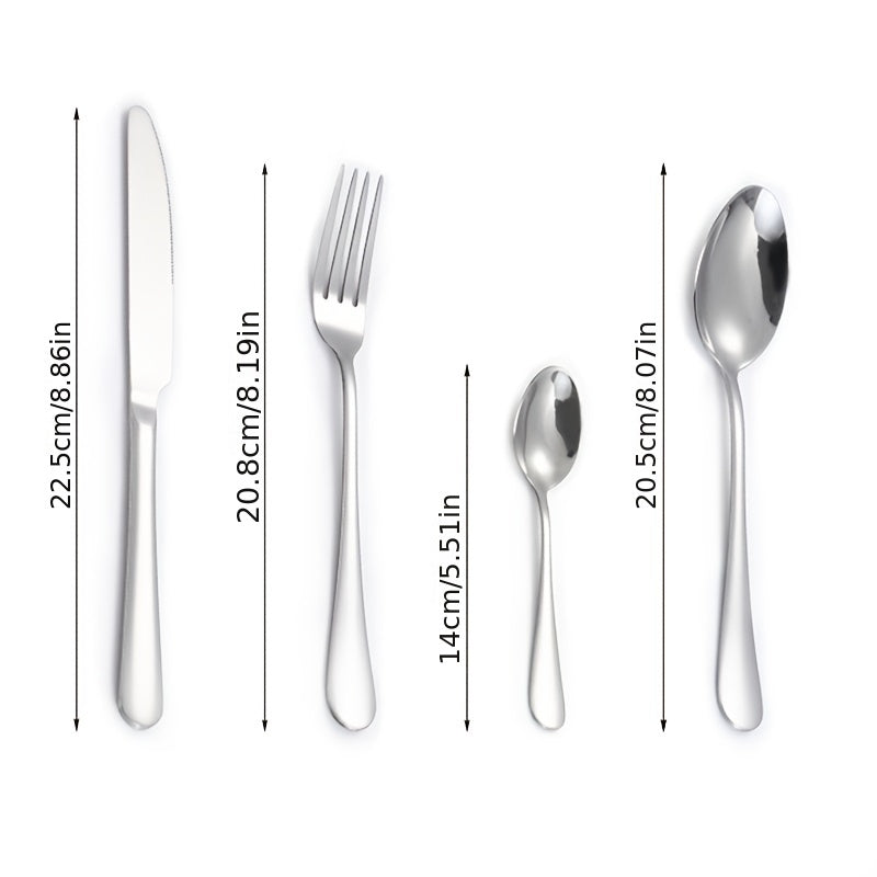 16pcs/24pcs tableware stainless steel knife, fork and spoon set Bull polishing dishwasher safe and easy to clean family dinner party birthday wedding festival camping party