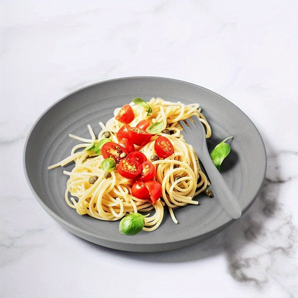 16pcs Unbreakable Wheat Straw Dinnerware Sets, Reusable Tableware Set, Lightweight Microwave Dishwasher Safe, Plates, Cups, Bowls For RV Camping Picnic Kitchen Dorm