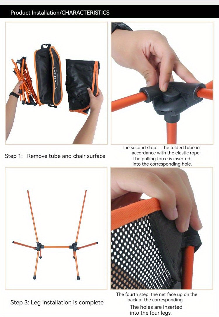 Portable Folding Camping Chair - Lightweight & Compact for Fishing, Hiking, Travel - Comfortable & Durable