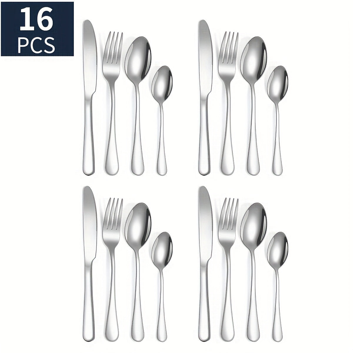 16pcs/24pcs tableware stainless steel knife, fork and spoon set Bull polishing dishwasher safe and easy to clean family dinner party birthday wedding festival camping party