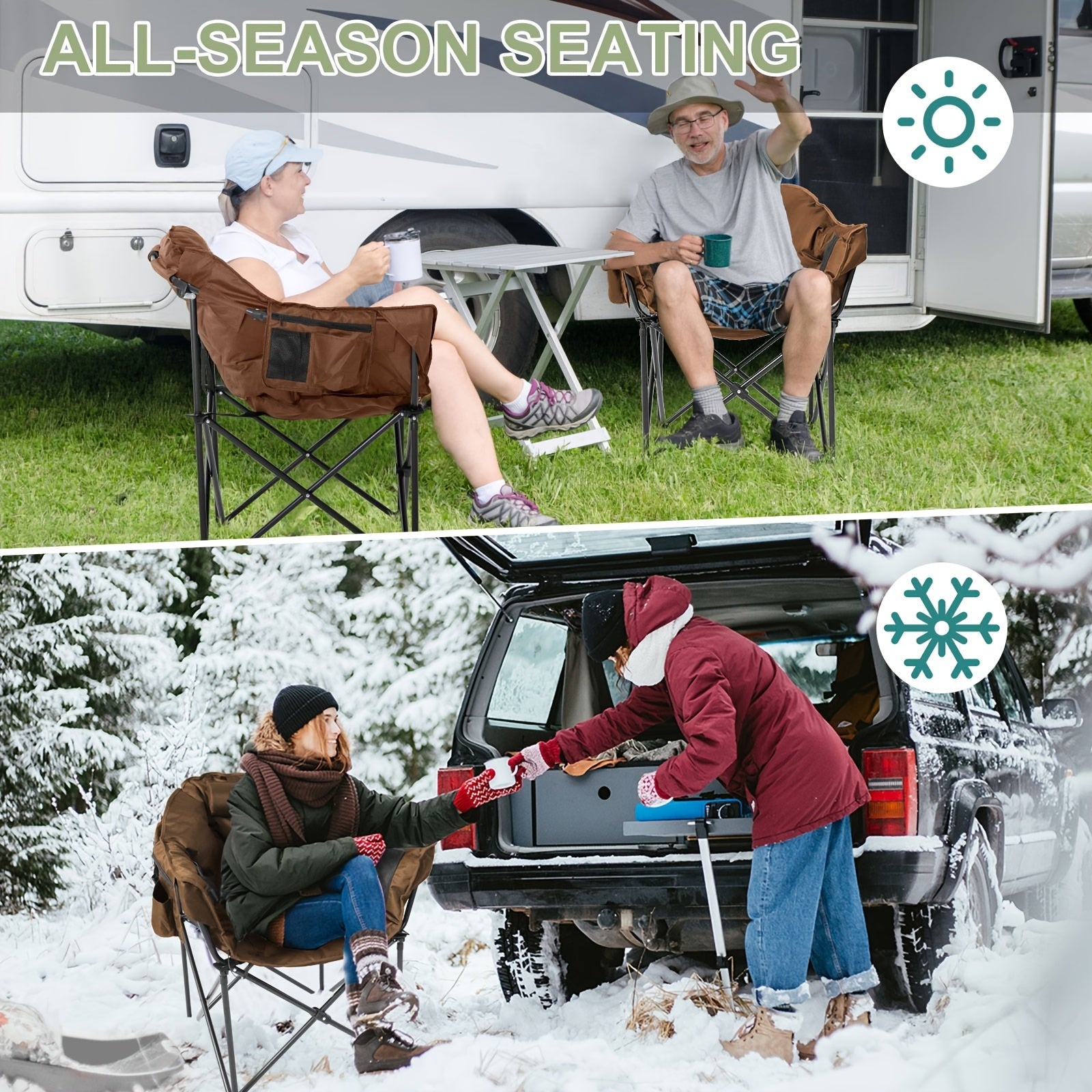 Oversized Heated Folding Chair with Pillow