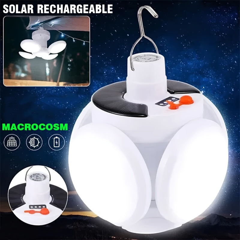 1PC Solar Portable LED Light, Folding Waterproof Garden Emergency Search Light, Outdoor Camping Torch