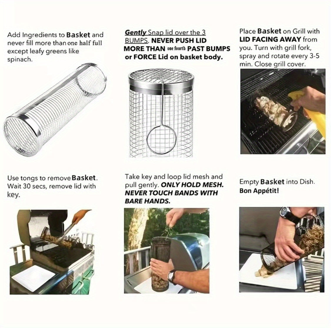 1pc Durable Stainless Steel BBQ Grill Basket - Multipurpose Outdoor Cooking Net for Camping, Picnic, BBQ Grill Rack with Handle