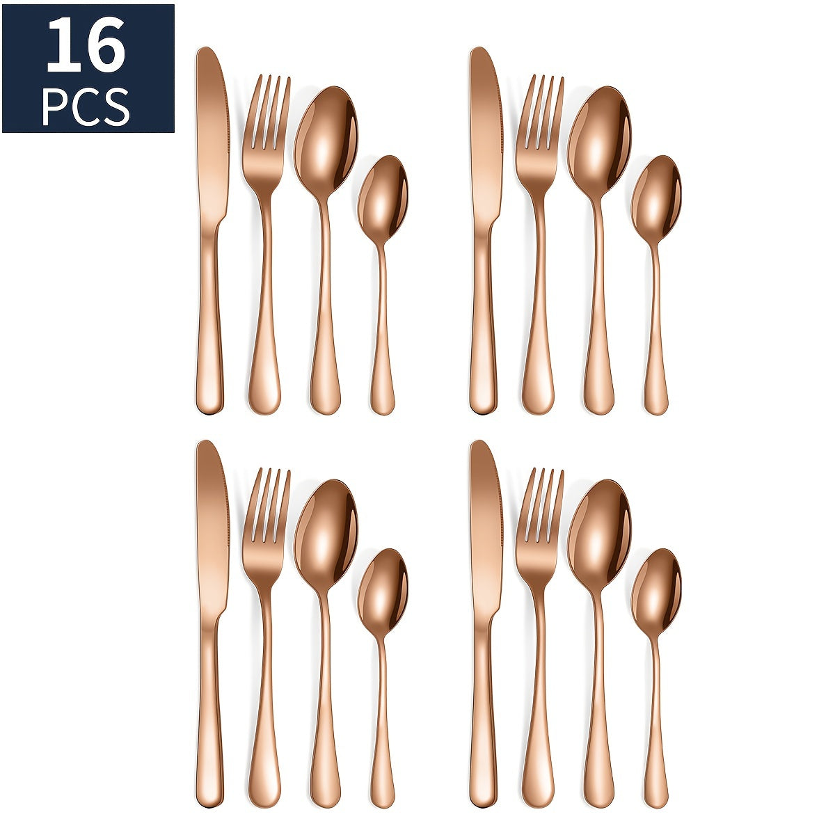 16pcs/24pcs tableware stainless steel knife, fork and spoon set Bull polishing dishwasher safe and easy to clean family dinner party birthday wedding festival camping party