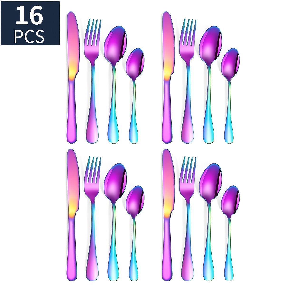 16pcs/24pcs tableware stainless steel knife, fork and spoon set Bull polishing dishwasher safe and easy to clean family dinner party birthday wedding festival camping party