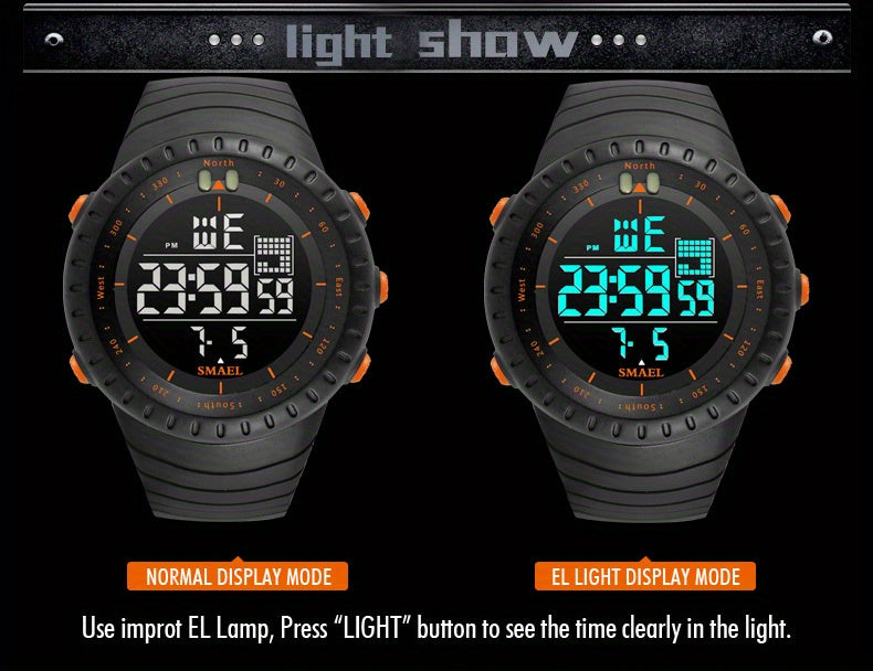 SMAEL Outdoor Explorer Watch - Water Resistant LED Electronic Timepiece with Luminous Display, Alarm, and Digital Wristband - Perfect for Camping, Hiking, Travel, and Adventure Seekers