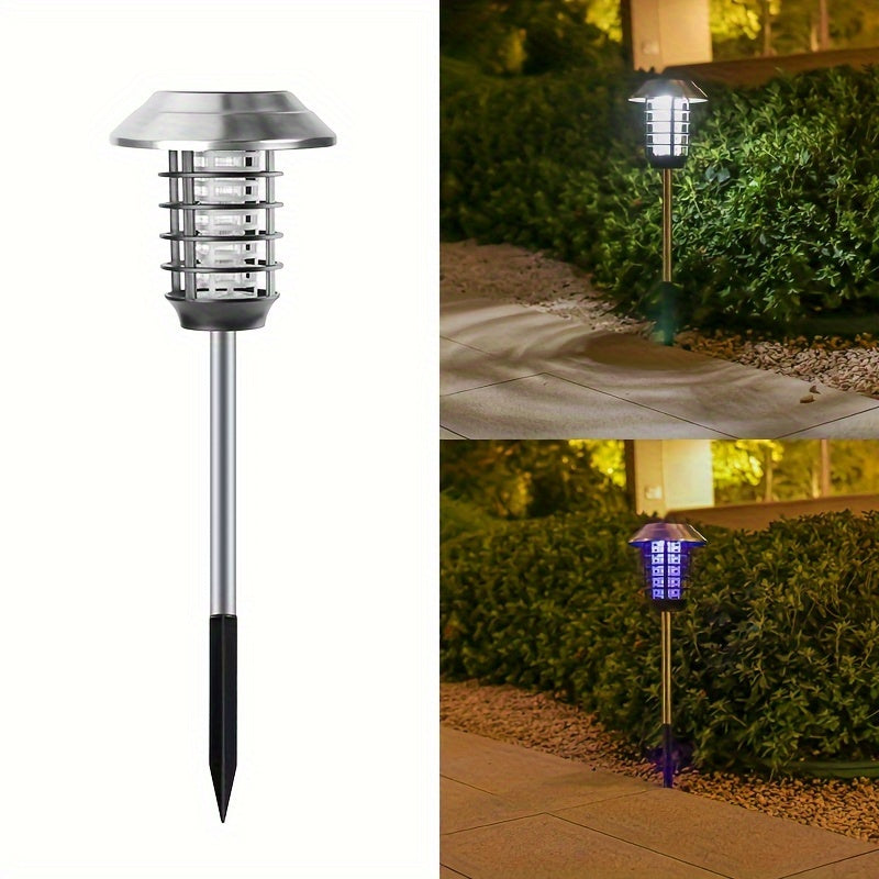 Solar-Powered Bug Zapper Lights, Waterproof Outdoor Mosquito Killer Lighting With UV Light And Landscape LED Lamp 2 In 1 For Garden Patio Backyard Camping