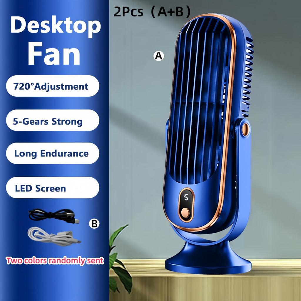 1pc, Portable Desktop Fan, Large Battery Dual Motor Home Small Air Cooler, 5 Speed Air Cooling Fan 720° Surround Blower, Office, Travel, Camping, Outdoor RV Portable USB Fan, Thanksgiving Halloween Christmas Gift, Fan, Cooli