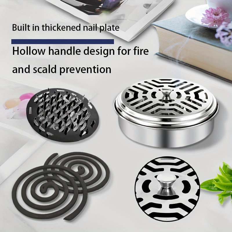 1pc Portable Mosquito Coil Holder, Round Incense Box For Home And Camping - The Color Of Holder Is Random