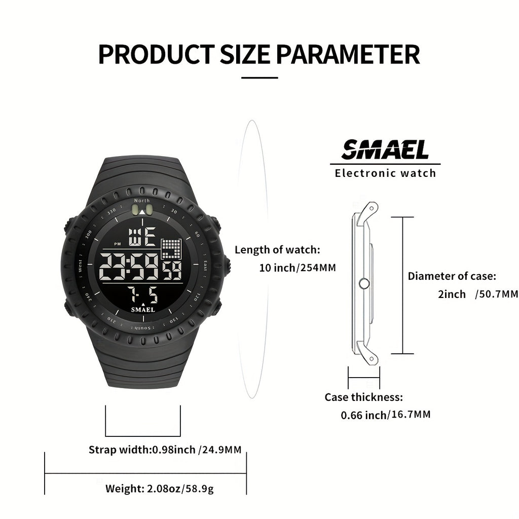 SMAEL Outdoor Explorer Watch - Water Resistant LED Electronic Timepiece with Luminous Display, Alarm, and Digital Wristband - Perfect for Camping, Hiking, Travel, and Adventure Seekers