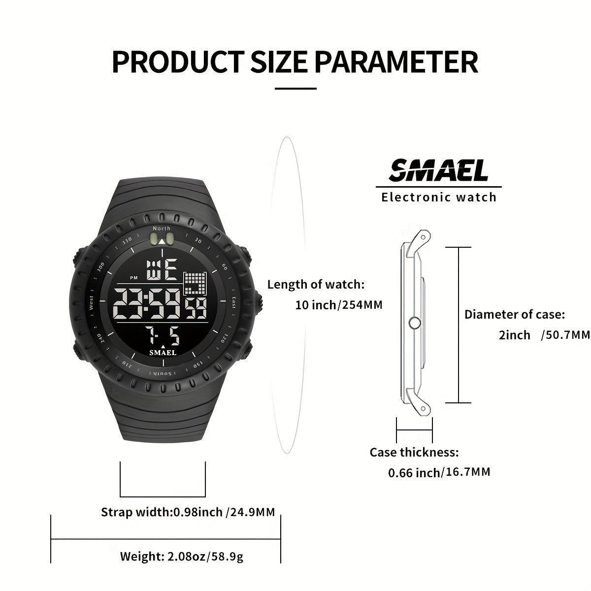 SMAEL Outdoor Explorer Watch - Water Resistant LED Electronic Timepiece with Luminous Display, Alarm, and Digital Wristband - Perfect for Camping, Hiking, Travel, and Adventure Seekers