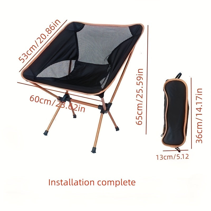 Portable Folding Camping Chair - Lightweight & Compact for Fishing, Hiking, Travel - Comfortable & Durable