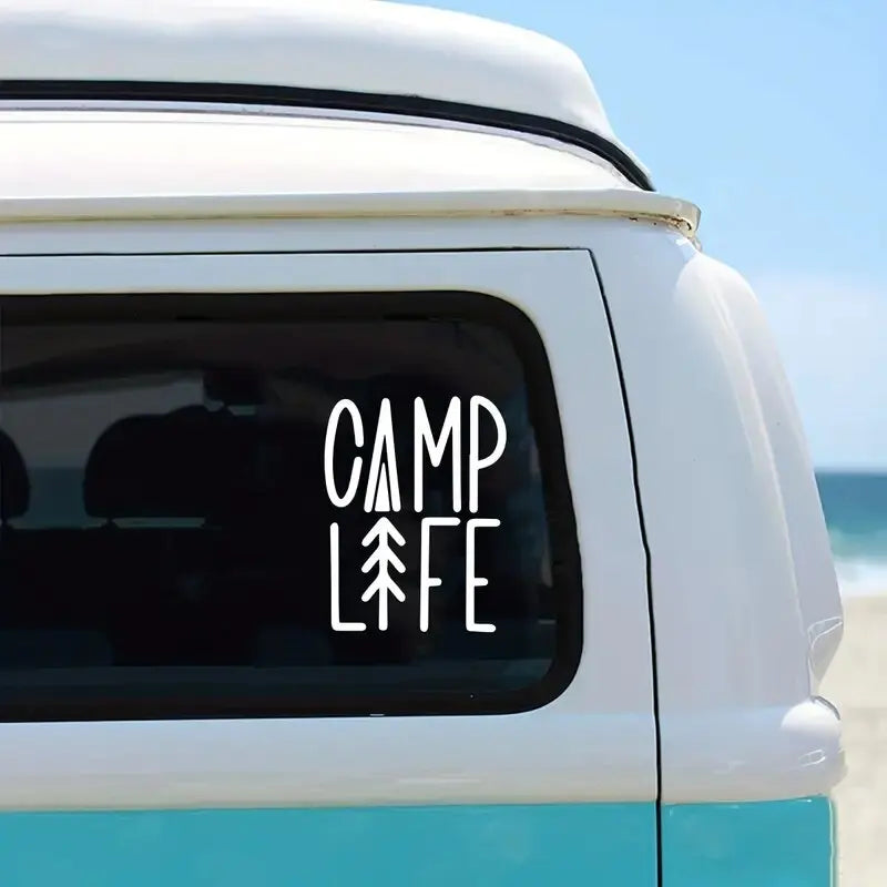 Camp Life Sticker For Travel Camping Enthusiasts Car RV Decorative Stickers, Waterproof  Car Stickers