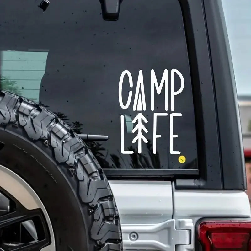 Camp Life Sticker For Travel Camping Enthusiasts Car RV Decorative Stickers, Waterproof  Car Stickers