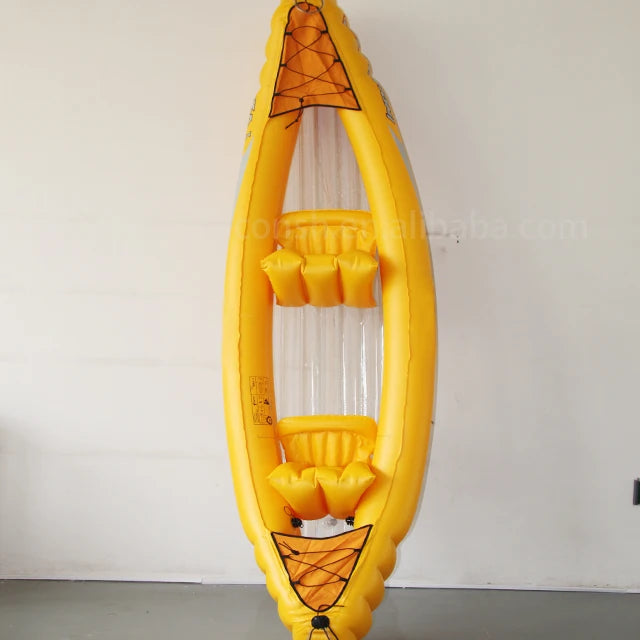 Quality Assurance 2-Person PVC Inflatable Kayak with Transparent Floor Stable Design for River Drifting Outdoor Plastic Material