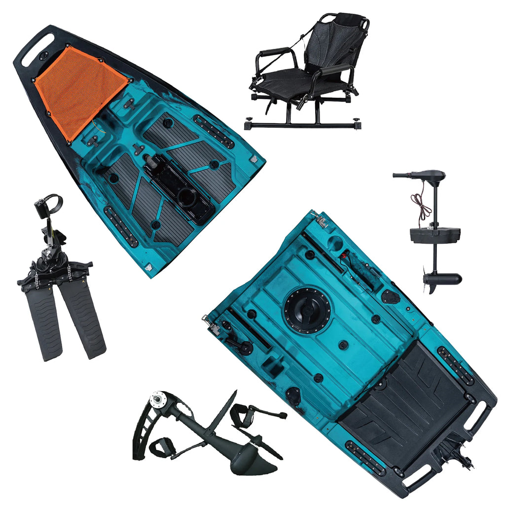 2025 Custom Single Person 9ft Modular Fishing Kayak with Detachable Pedals and Foldable Electric Motor New Design