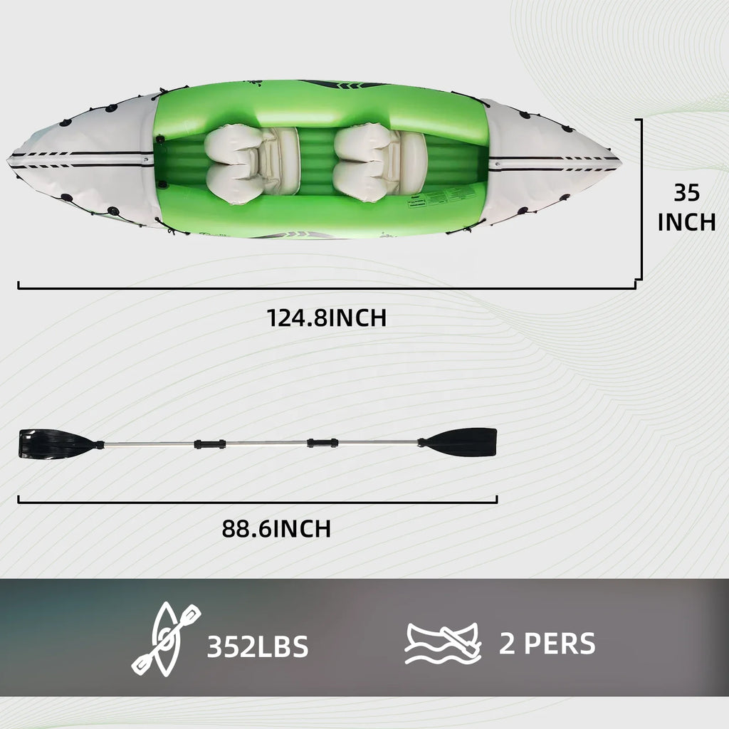 Quality Assurance 2-Person PVC Inflatable Kayak with Transparent Floor Stable Design for River Drifting Outdoor Plastic Material