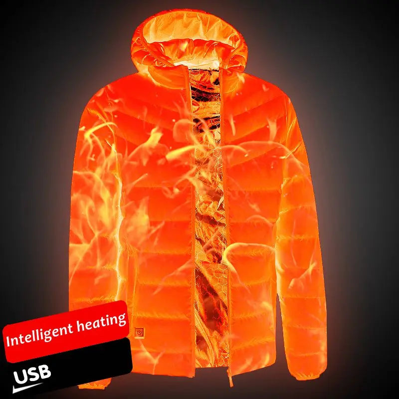 Men Heated Jacket USB Winter Outdoor Electric Heating male bobojaco Warm Sprots Thermal Coat Clothing Heatable men's parka