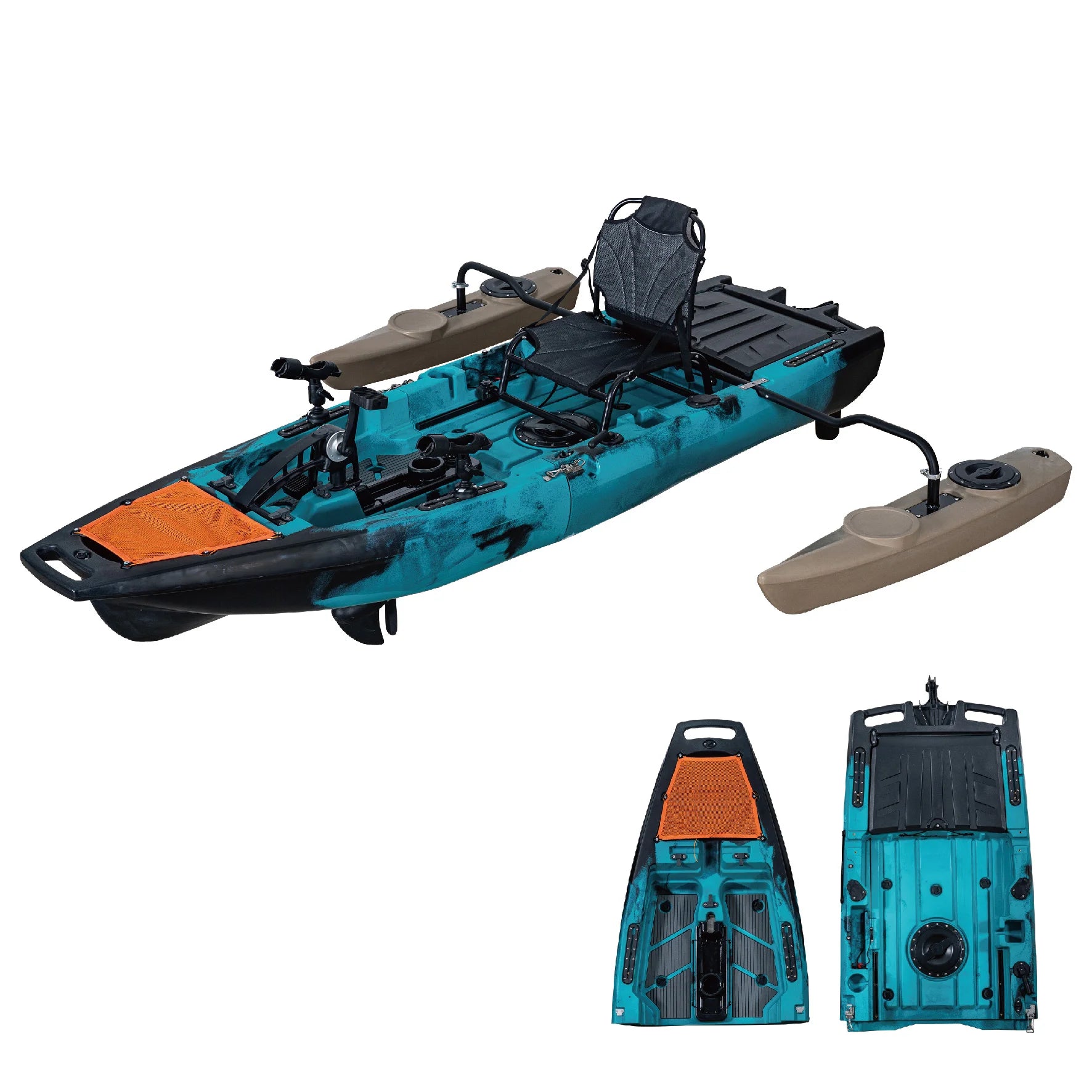 2025 Custom Single Person 9ft Modular Fishing Kayak with Detachable Pedals and Foldable Electric Motor New Design