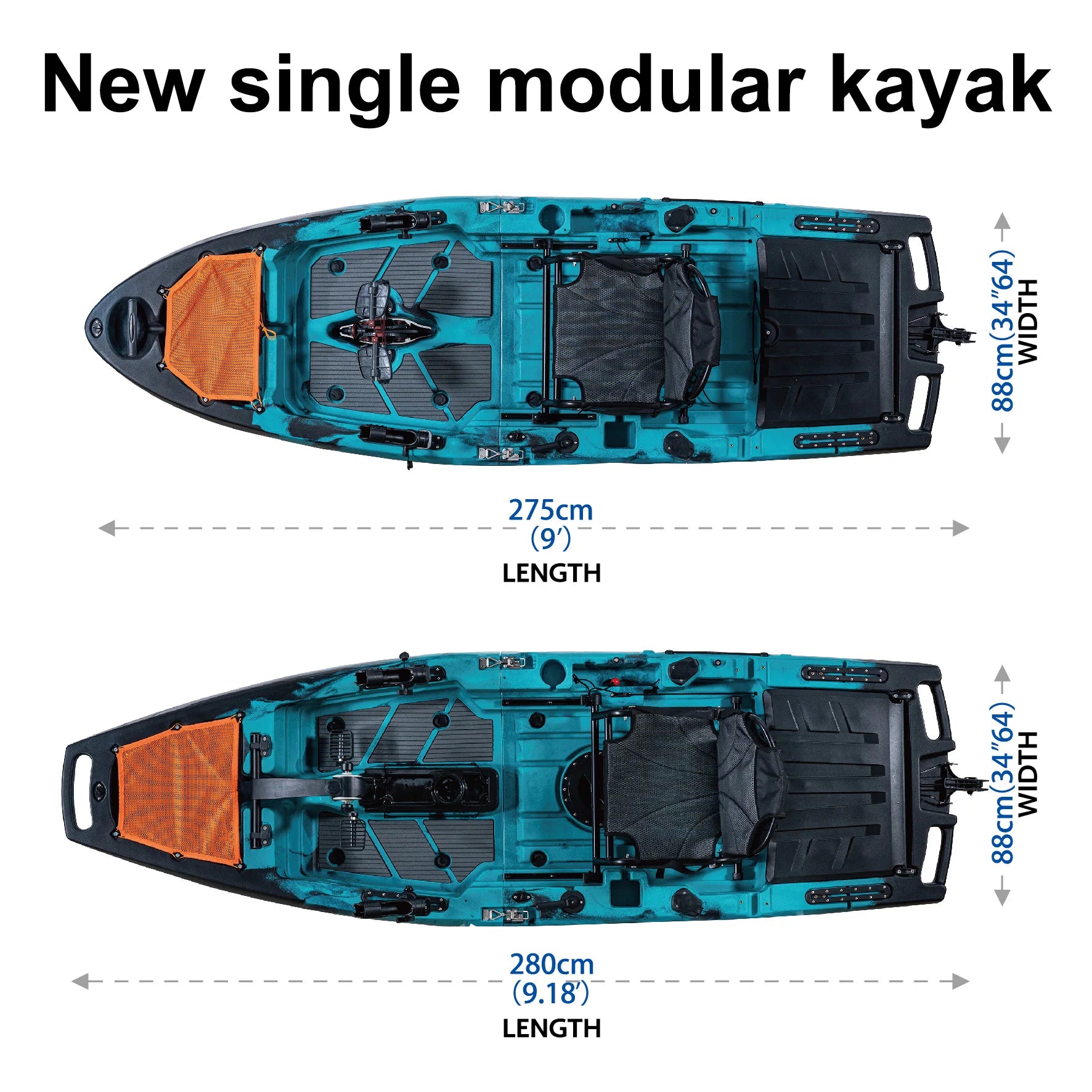 2025 Custom Single Person 9ft Modular Fishing Kayak with Detachable Pedals and Foldable Electric Motor New Design