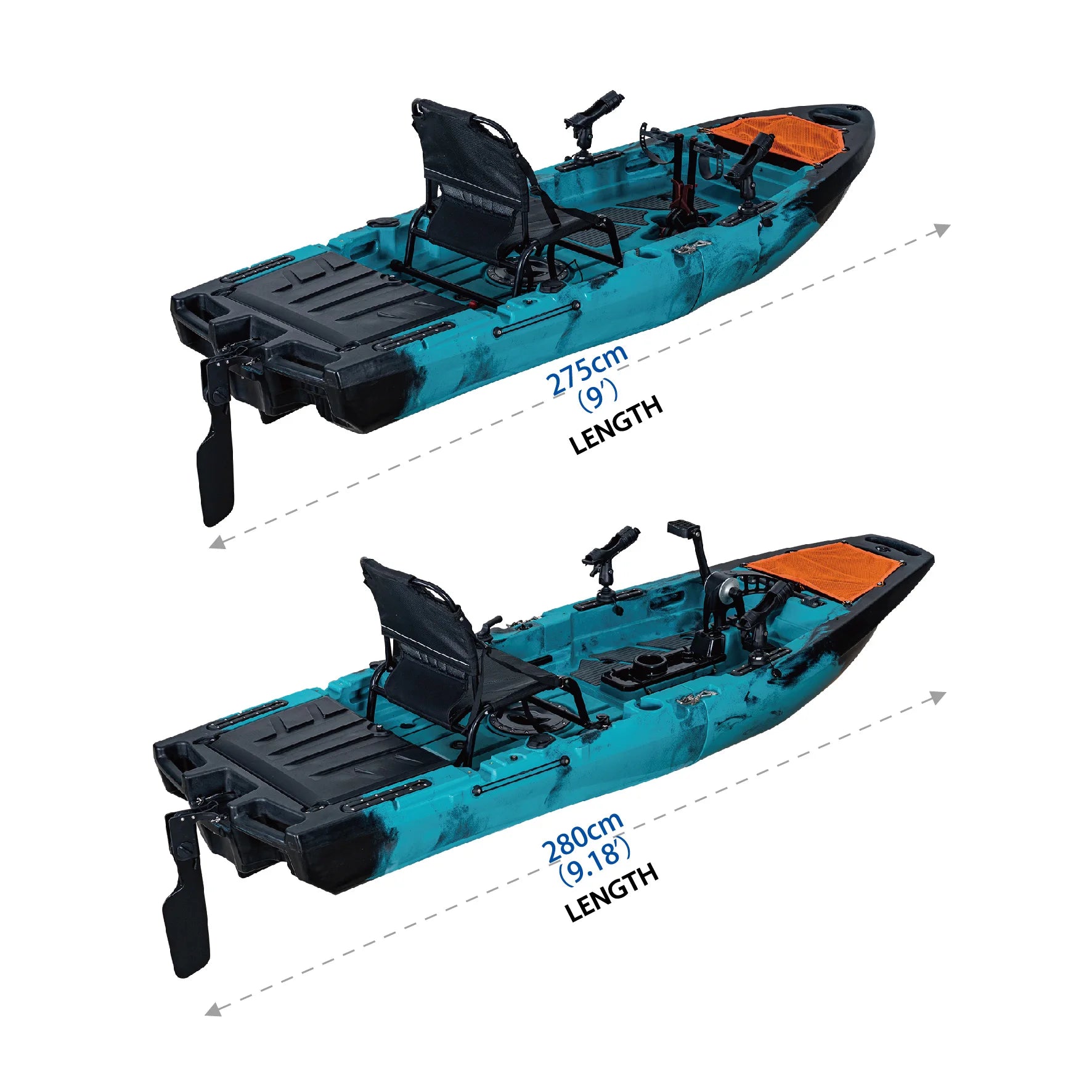 2025 Custom Single Person 9ft Modular Fishing Kayak with Detachable Pedals and Foldable Electric Motor New Design