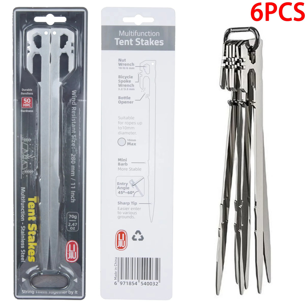 Camping Tent Stakes 6Pcs Stainless Steel