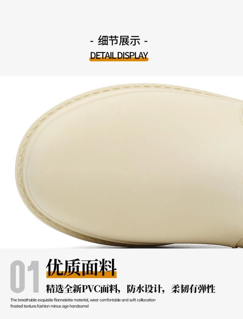 Men Women Rain Boots Fashion Long-Tube Rubber Shoes Non-Slip Fishing Boots Outdoor Waterproof Work Boots Couple Rubber Galoshes