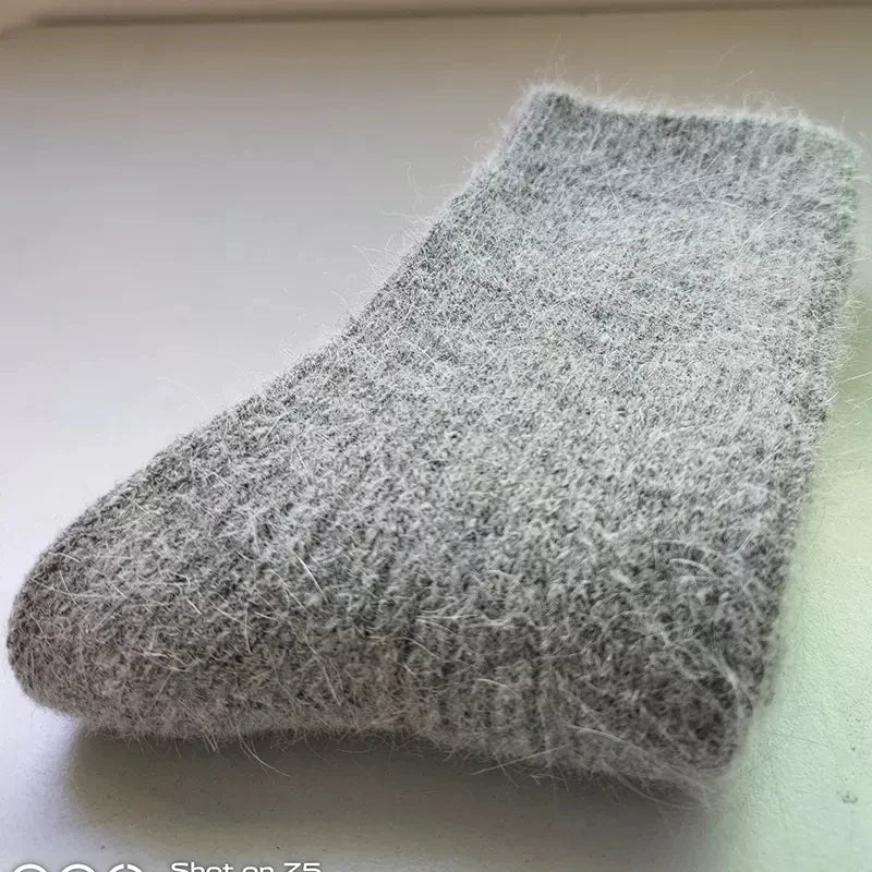 Wool Socks for Women Autumn Winter Medium Tube Socks Thickened With Wool Warm Rabbit Hair Socks Winter Black Cashmere Stockings